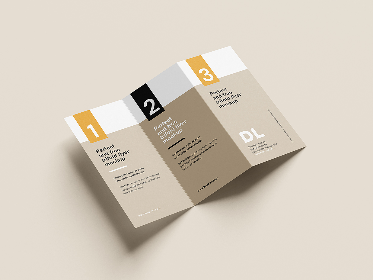 优雅的折页三折页样机mockup7组插图