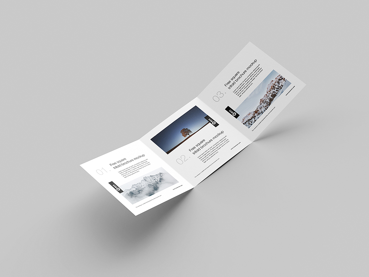 方形折页三折页样机mockup8组插图
