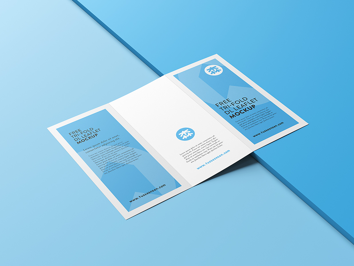 放在地上的折页三折页样机mockup4组插图