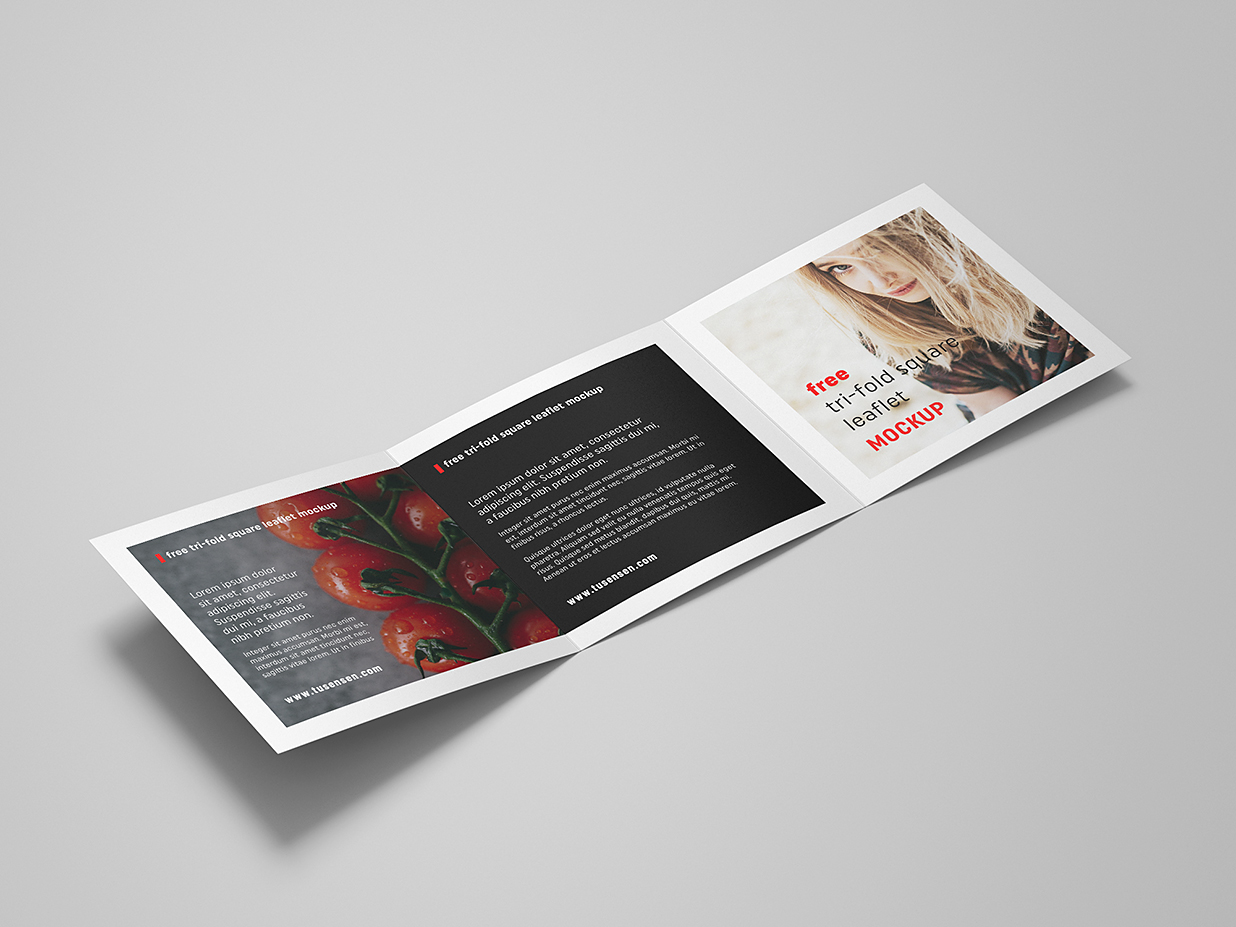 方形折页三折页样机mockup4组插图
