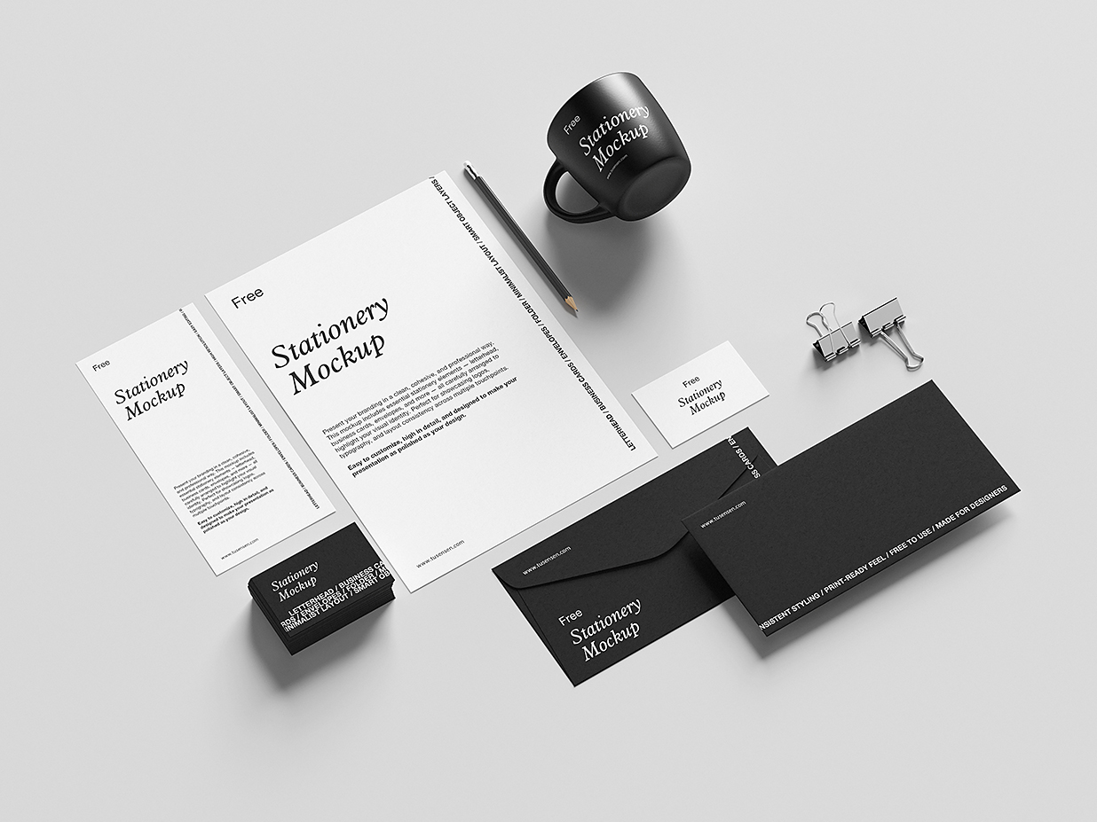 极简办公文具品牌文创VI样机mockup5组插图