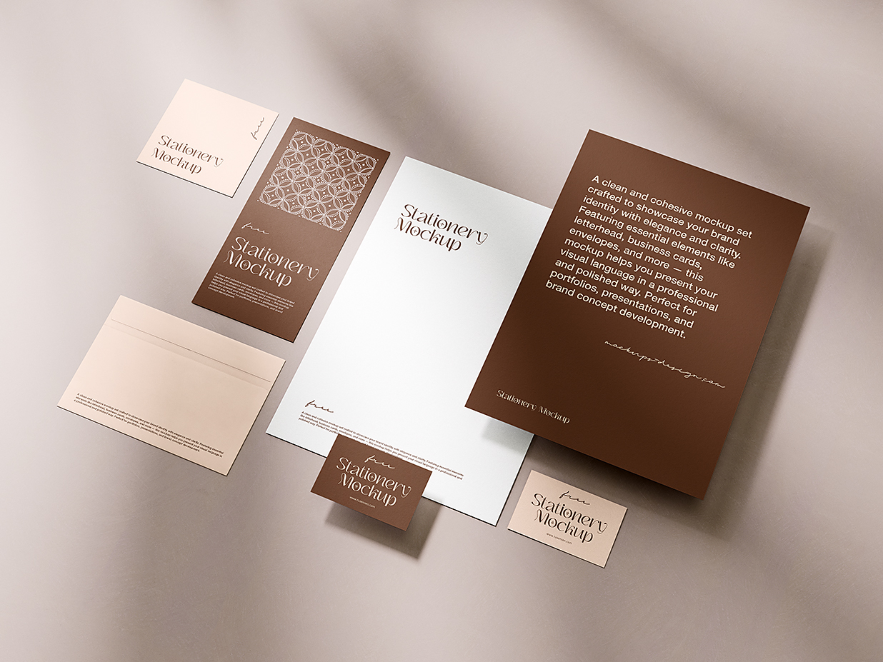 优雅的办公文具用品文创VI样机mockup3组插图