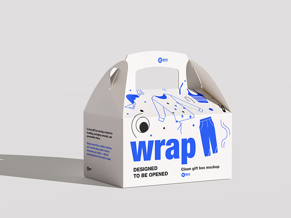 山顶盒打包盒外卖手提纸盒礼品盒包装样机mockup4组插图