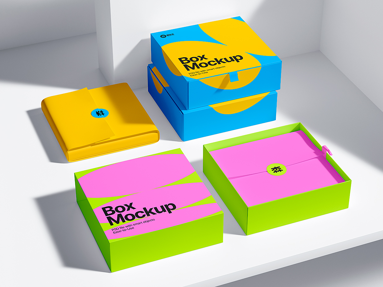 带场景的抽拉盒包装盒纸盒礼品盒样机mockup插图