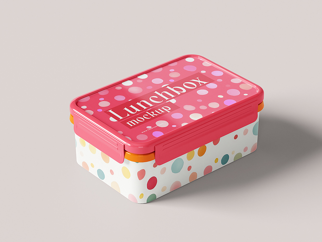 精致的塑料午餐盒便当盒样机mockup5组插图