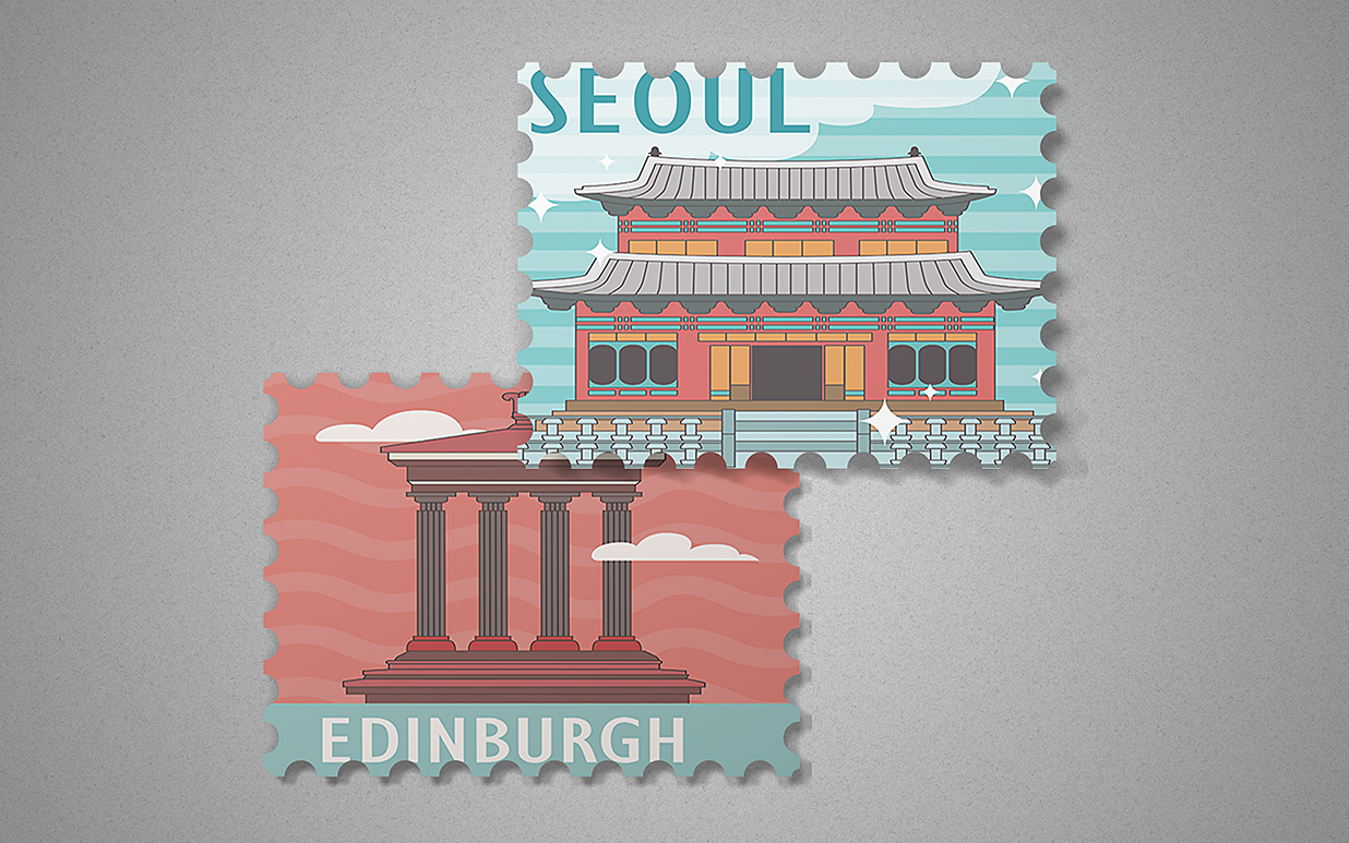 精致的邮票样机mockup10组插图