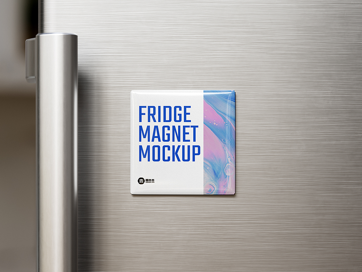 方形磁吸冰箱贴样机mockup3组插图