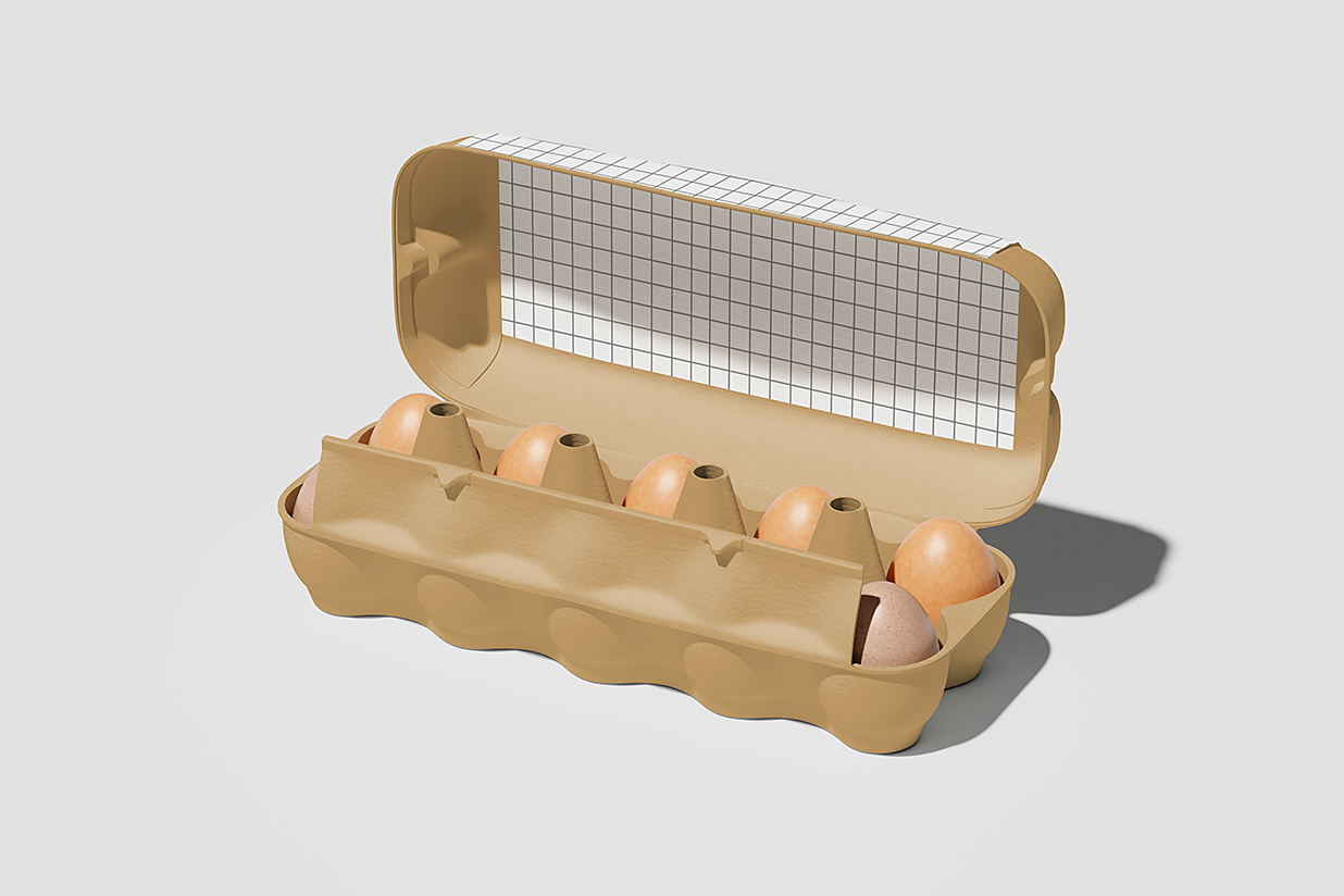 开盖式鸡蛋盒包装样机mockup4组插图