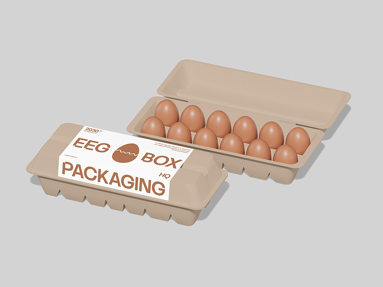 环保纸浆鸡蛋盒包装样机mockup3组插图