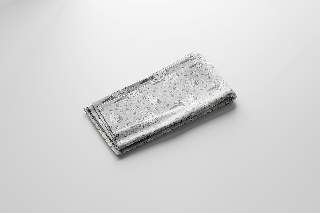 亚麻毯床单布料样机mockup5组插图