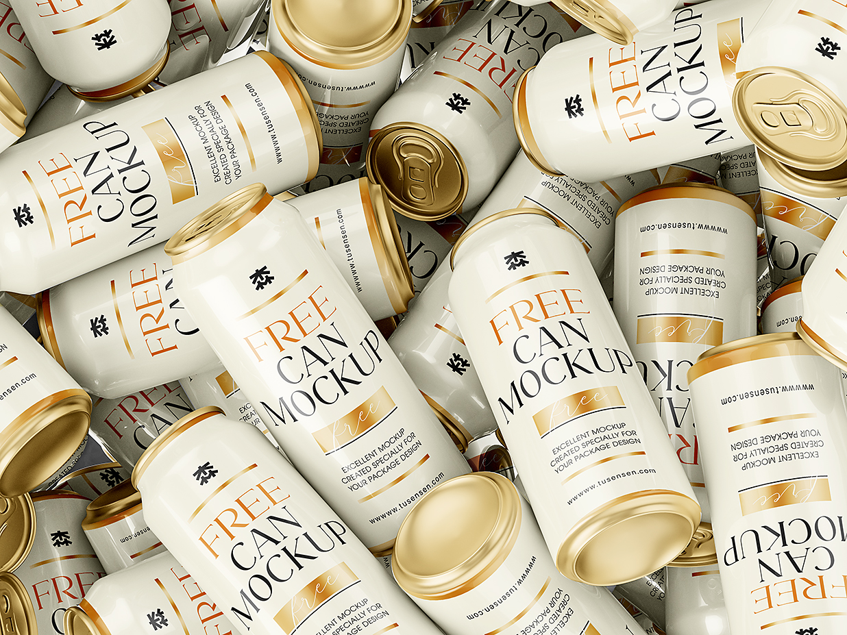 多种易拉罐饮料罐啤酒罐苏打水罐包装样机mockup3组插图