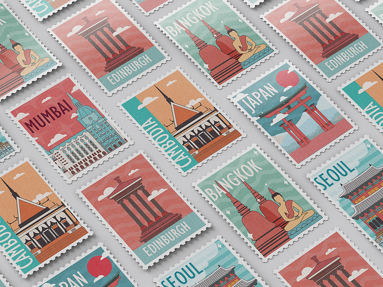 经典复古邮票样机mockup10组插图9