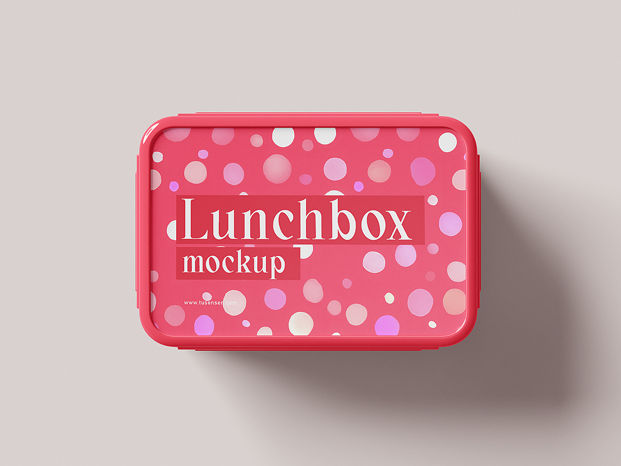 精致的塑料午餐盒便当盒样机mockup5组插图1