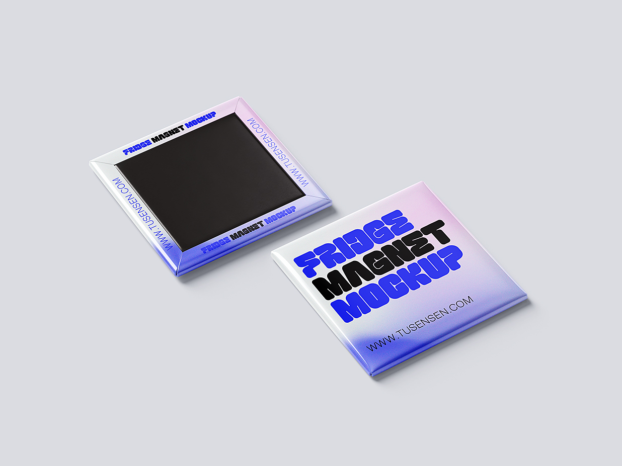方形磁吸冰箱贴样机mockup6组插图1