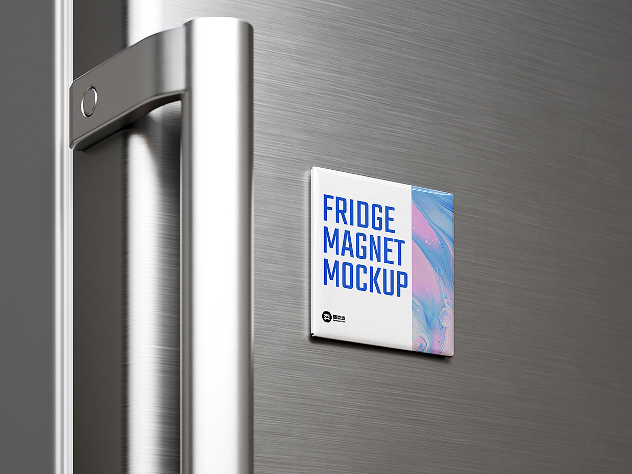 方形磁吸冰箱贴样机mockup3组插图1