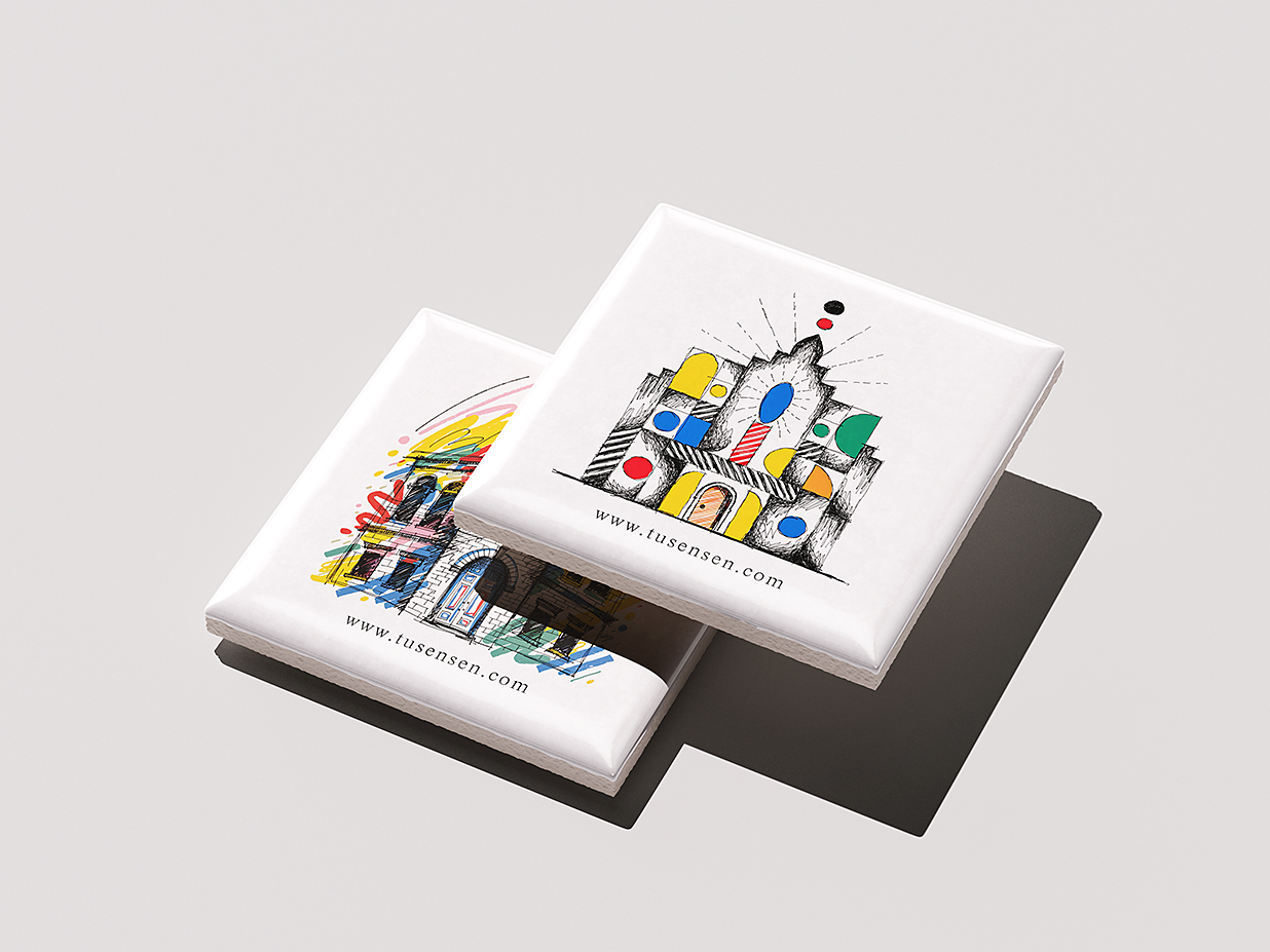 陶瓷石制磁吸冰箱贴样机mockup4组插图1