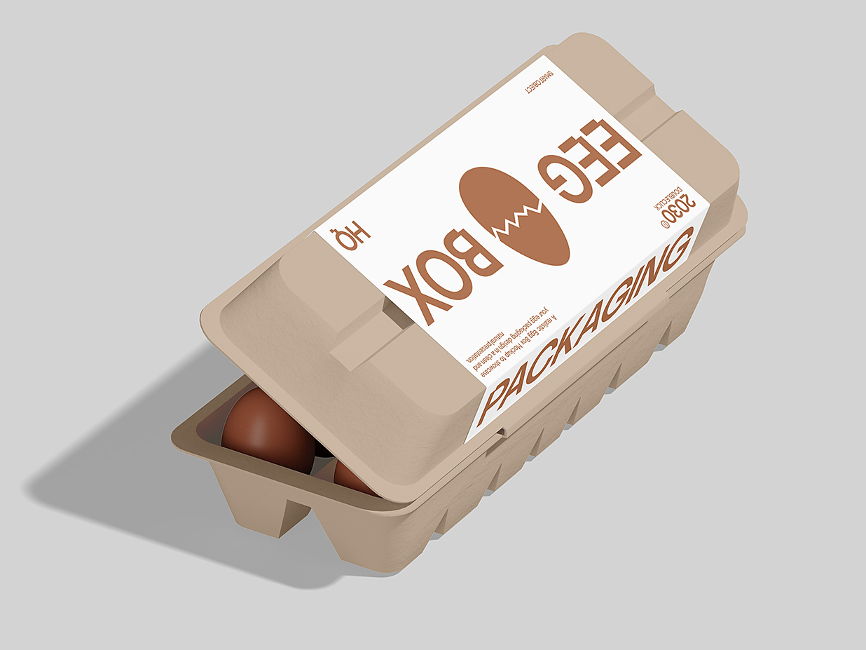 环保纸浆鸡蛋盒包装样机mockup3组插图1