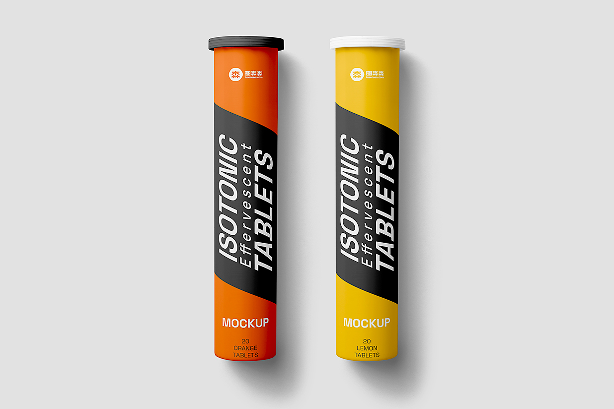 电解质泡腾片维生素瓶包装样机mockup2组插图1