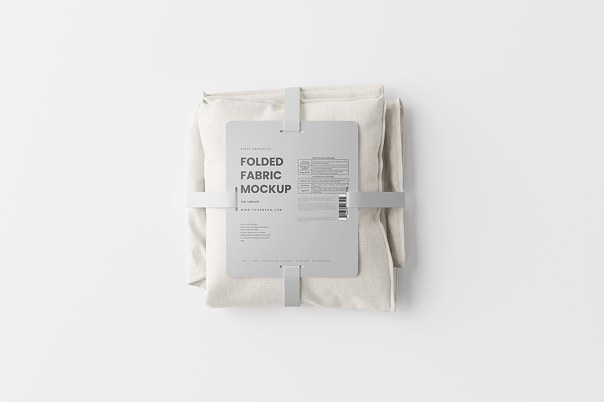 折叠布床单毛毯样机mockup5组插图1
