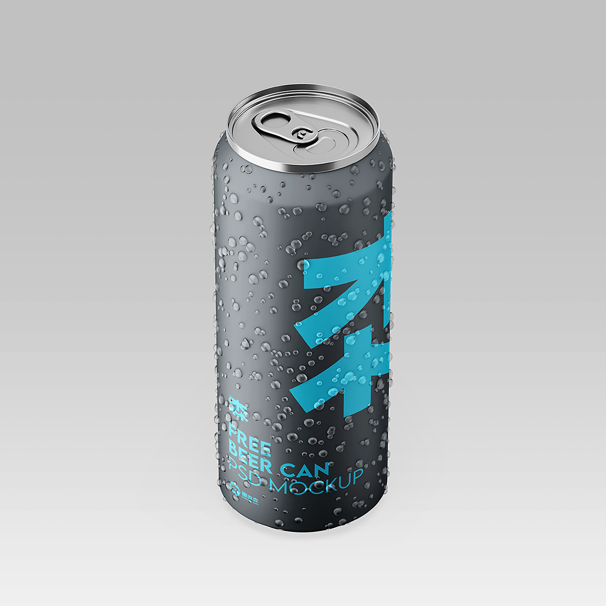 带水滴的易拉罐饮料罐啤酒罐苏打水罐包装样机mockup3组插图1