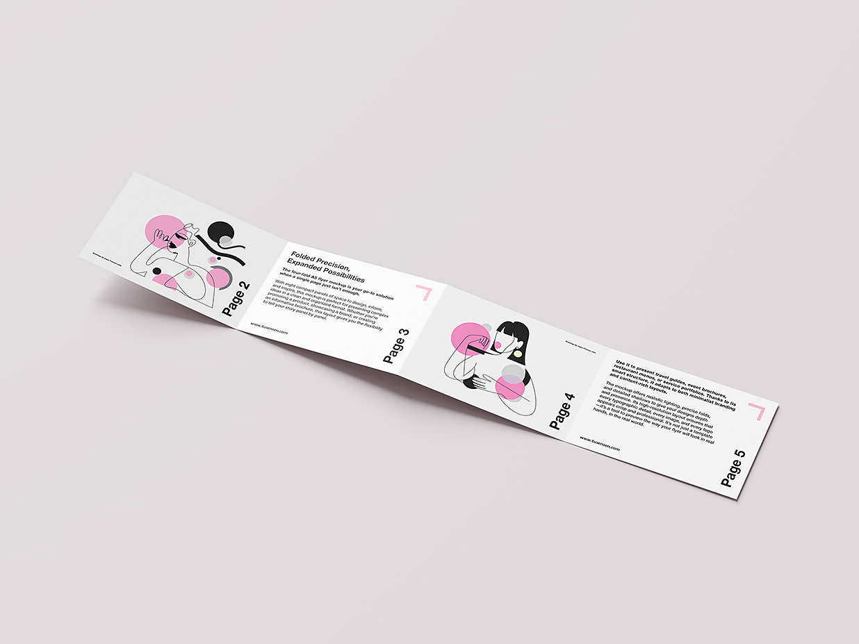 优雅的折页四折页样机mockup5组插图1