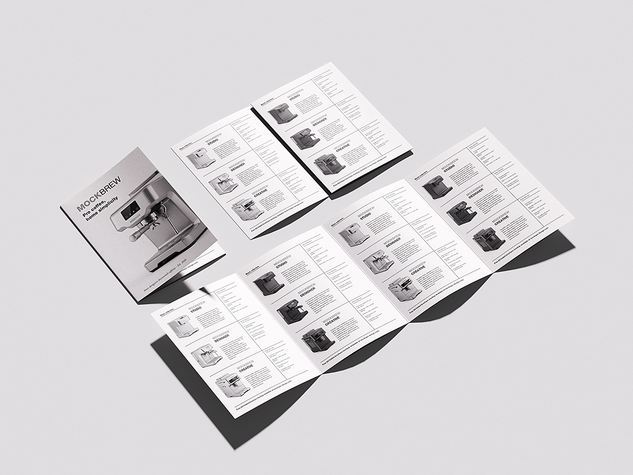 展开的折页四折页样机mockup4组插图1