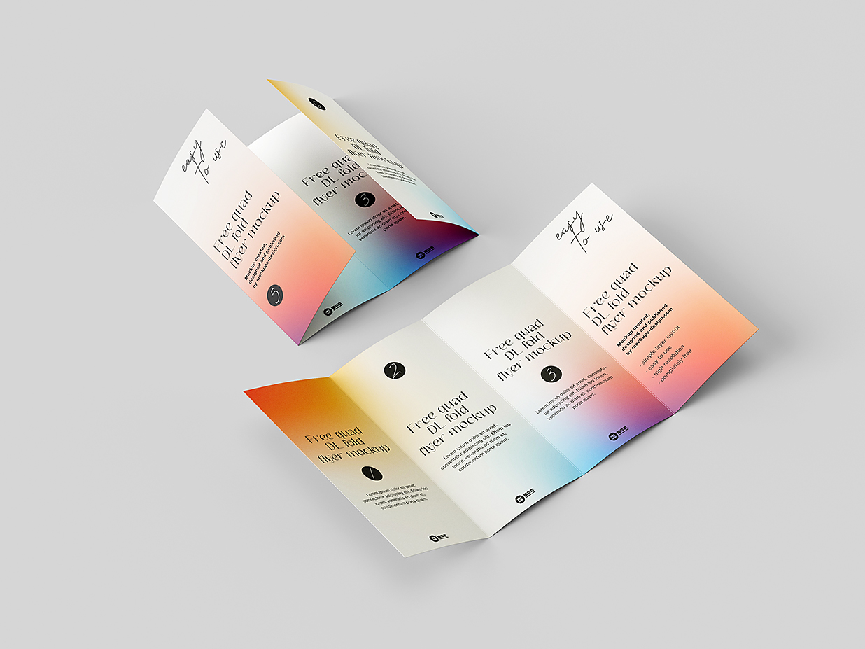 高质感竖版折页四折页样机mockup8组插图1