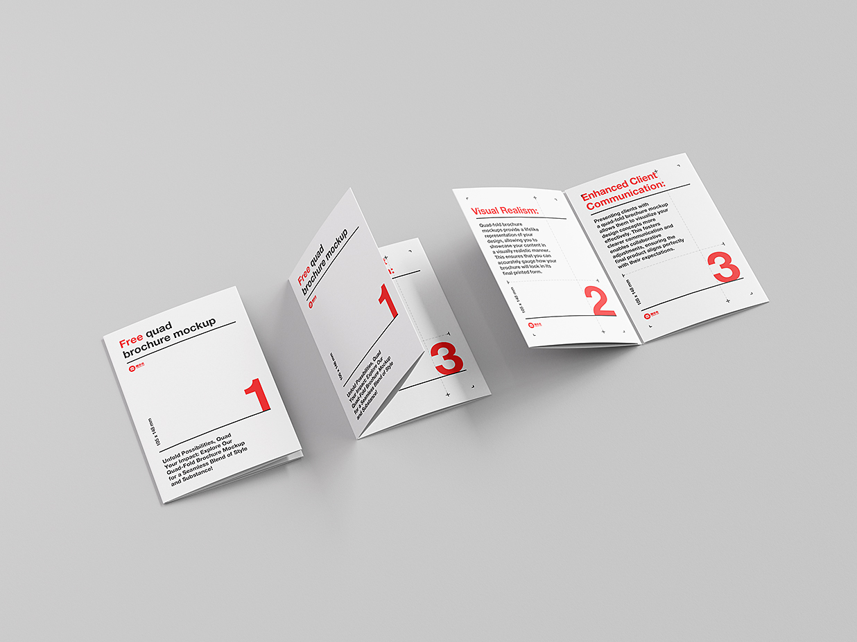 折页四折页样机mockup5组插图1