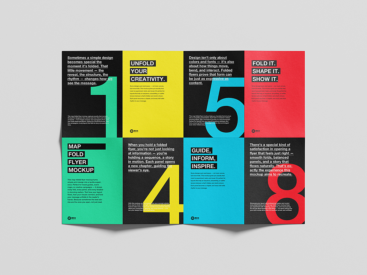 地图折叠折页样机mockup6组插图1