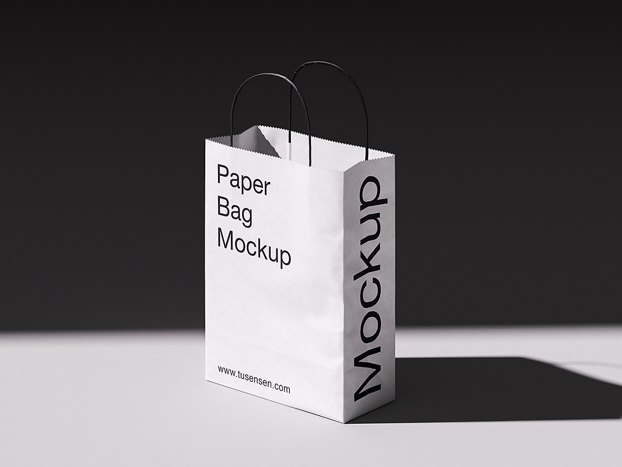 高质感纸袋手提袋购物袋样机mockup5组插图1