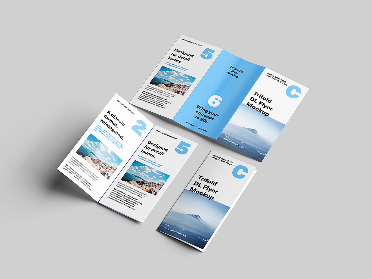 高质感折页三折页样机mockup5组插图1