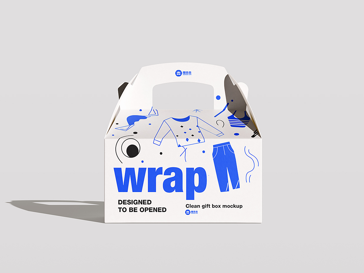 山顶盒打包盒外卖手提纸盒礼品盒包装样机mockup4组插图1