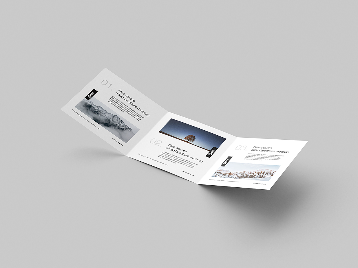 方形折页三折页样机mockup8组插图1