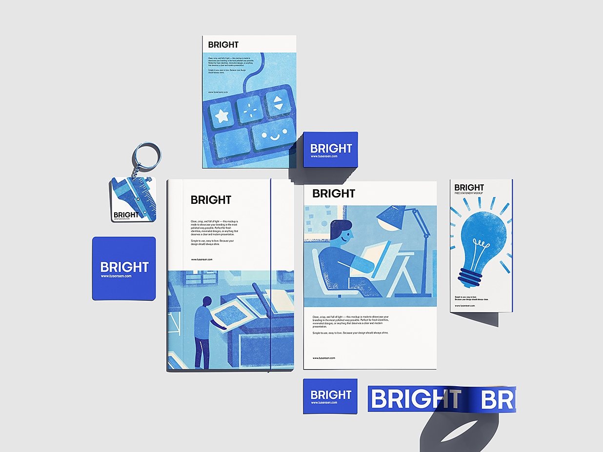 清新办公文具品牌文创VI样机mockup5组插图1