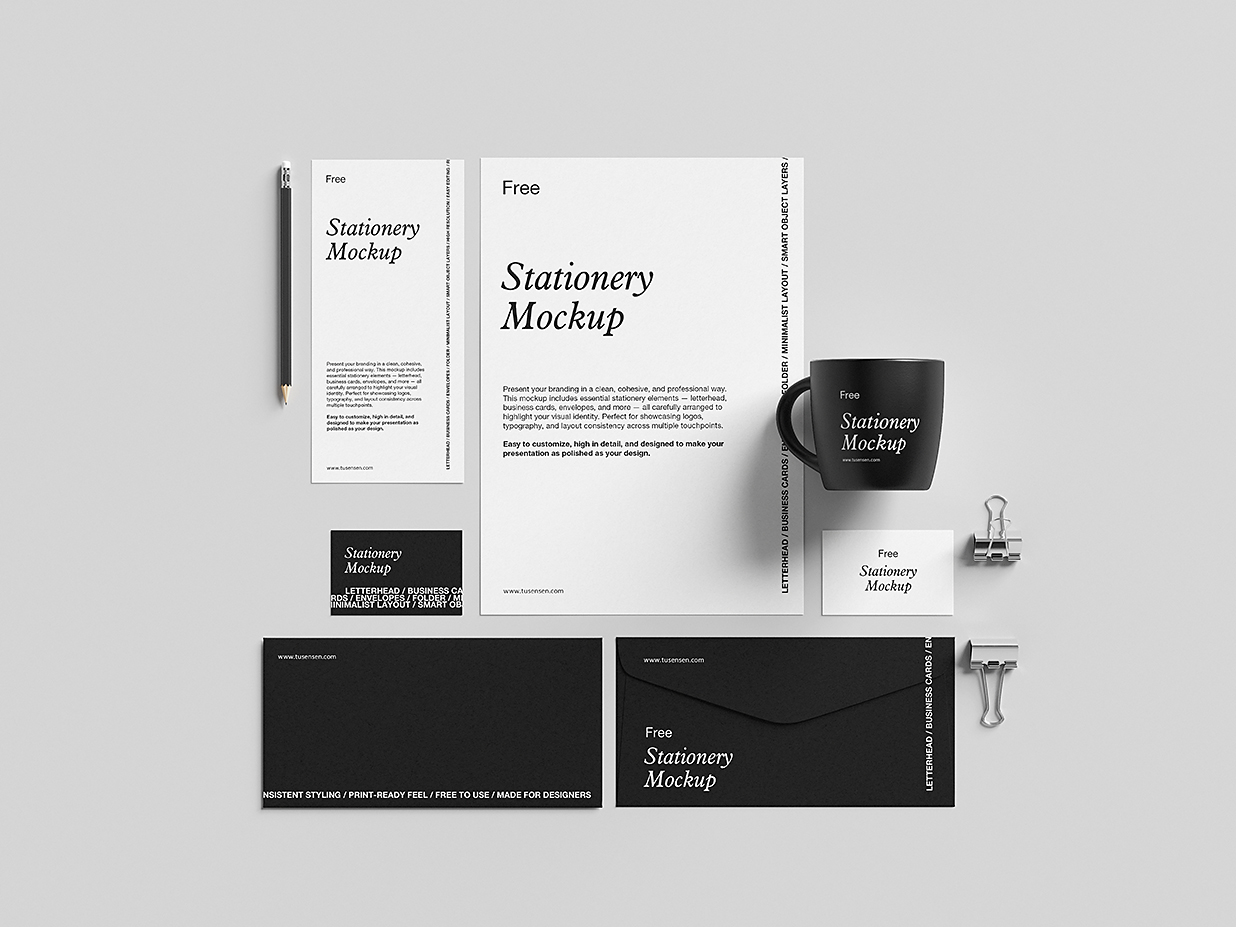 极简办公文具品牌文创VI样机mockup5组插图1