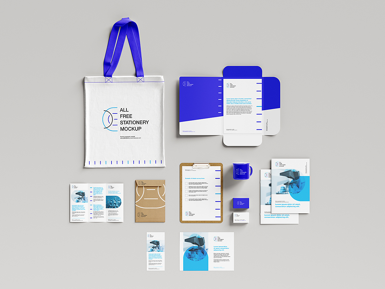 办公文具毕业设计企业品牌文创VI样机mockup5组插图1