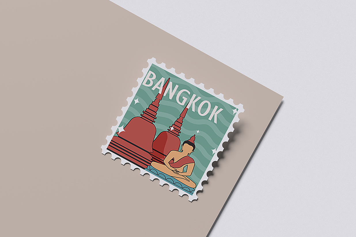 放在信封上的邮票样机mockup4组插图2