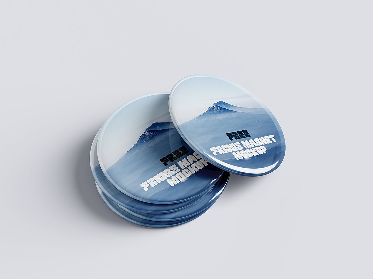 圆形磁吸冰箱贴样机mockup6组插图2