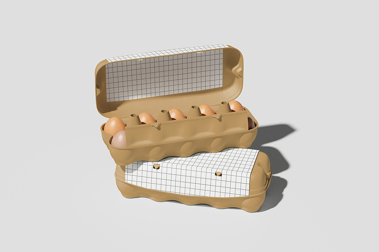 开盖式鸡蛋盒包装样机mockup4组插图2
