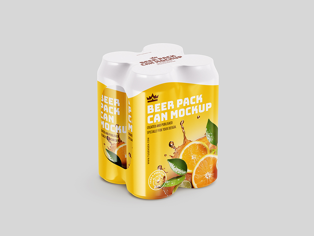 带塑膜包装的易拉罐饮料罐啤酒罐苏打水罐样机mockup4组插图2
