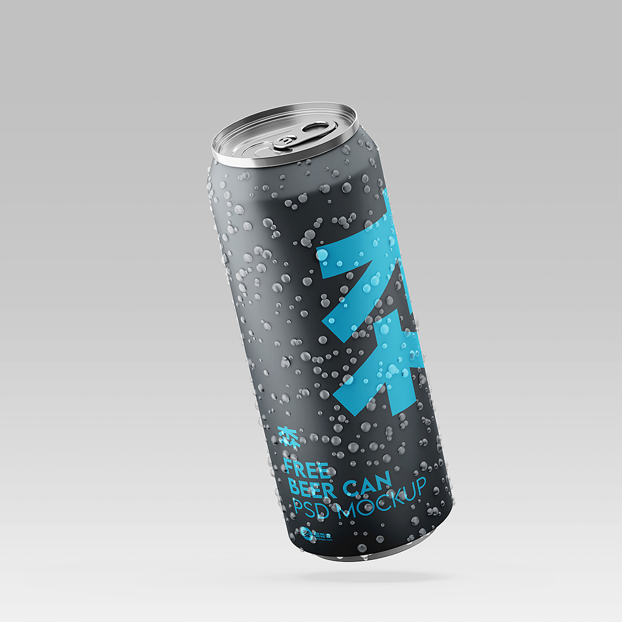 带水滴的易拉罐饮料罐啤酒罐苏打水罐包装样机mockup3组插图2