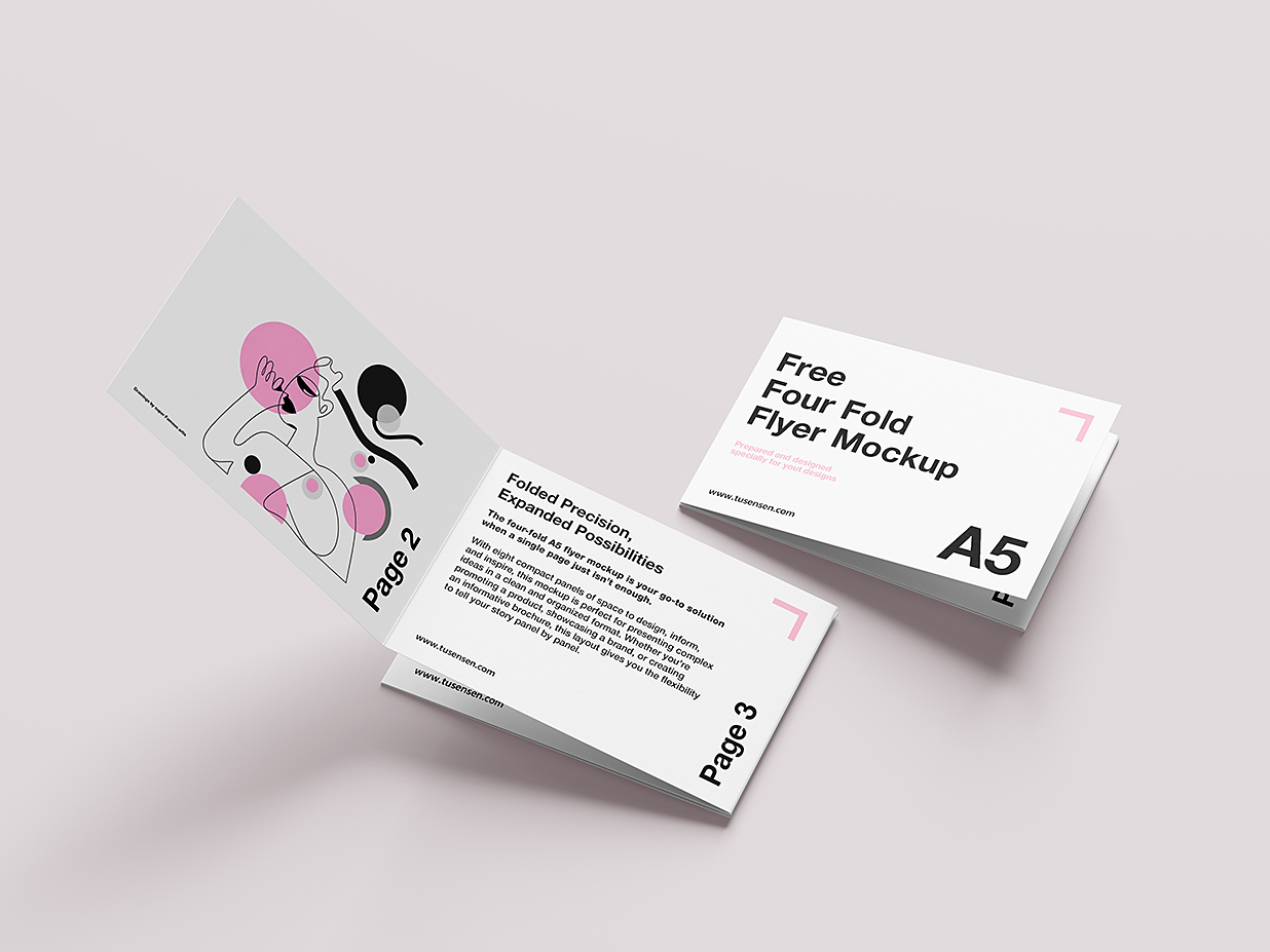 优雅的折页四折页样机mockup5组插图2