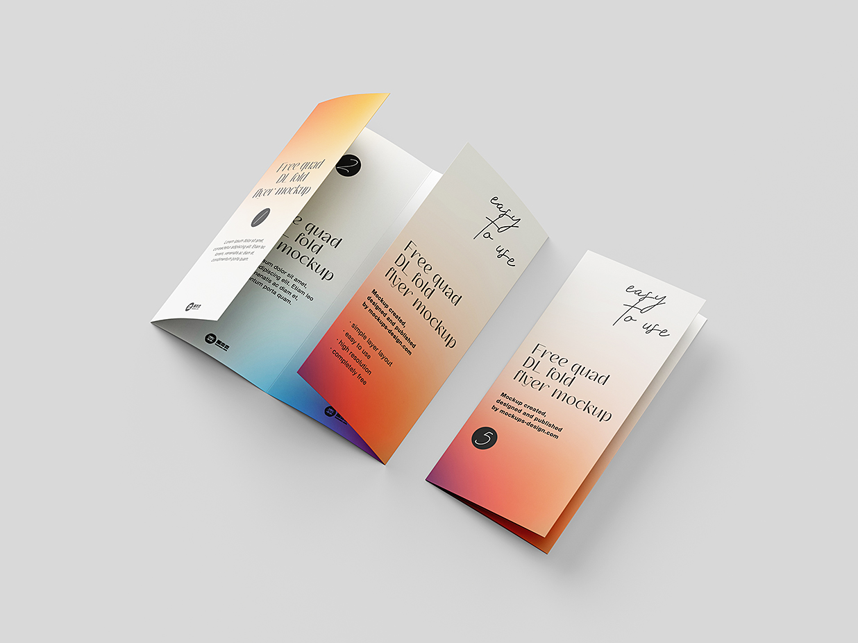 高质感竖版折页四折页样机mockup8组插图2