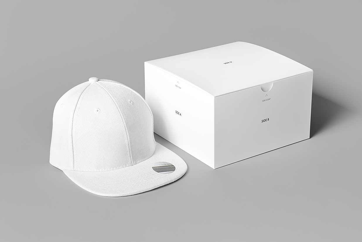 带包装盒的鸭舌帽棒球帽帽子样机mockup7组插图2