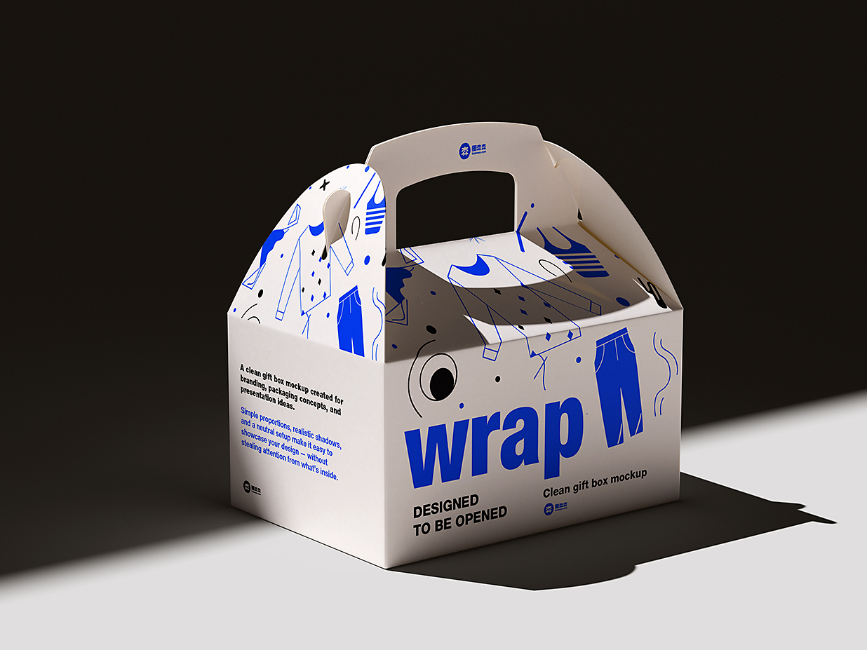 山顶盒打包盒外卖手提纸盒礼品盒包装样机mockup4组插图2
