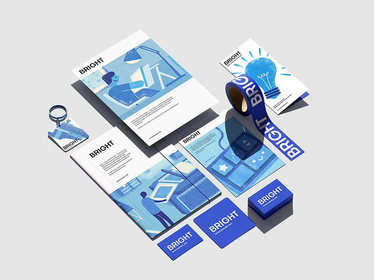 清新办公文具品牌文创VI样机mockup5组插图2