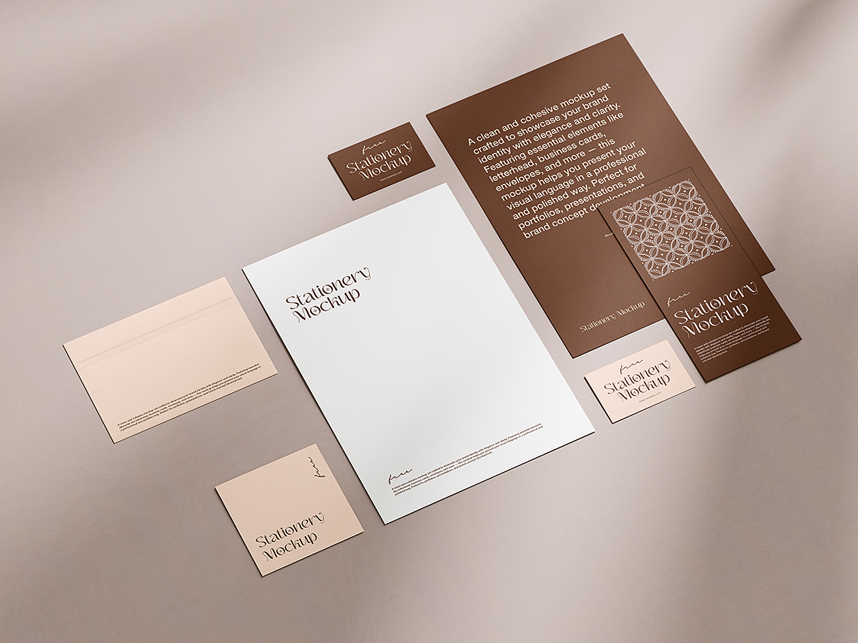 优雅的办公文具用品文创VI样机mockup3组插图2