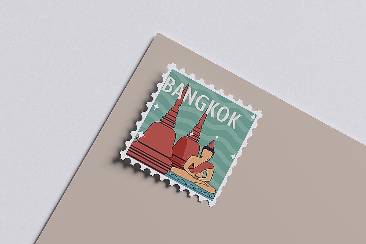 放在信封上的邮票样机mockup4组插图3
