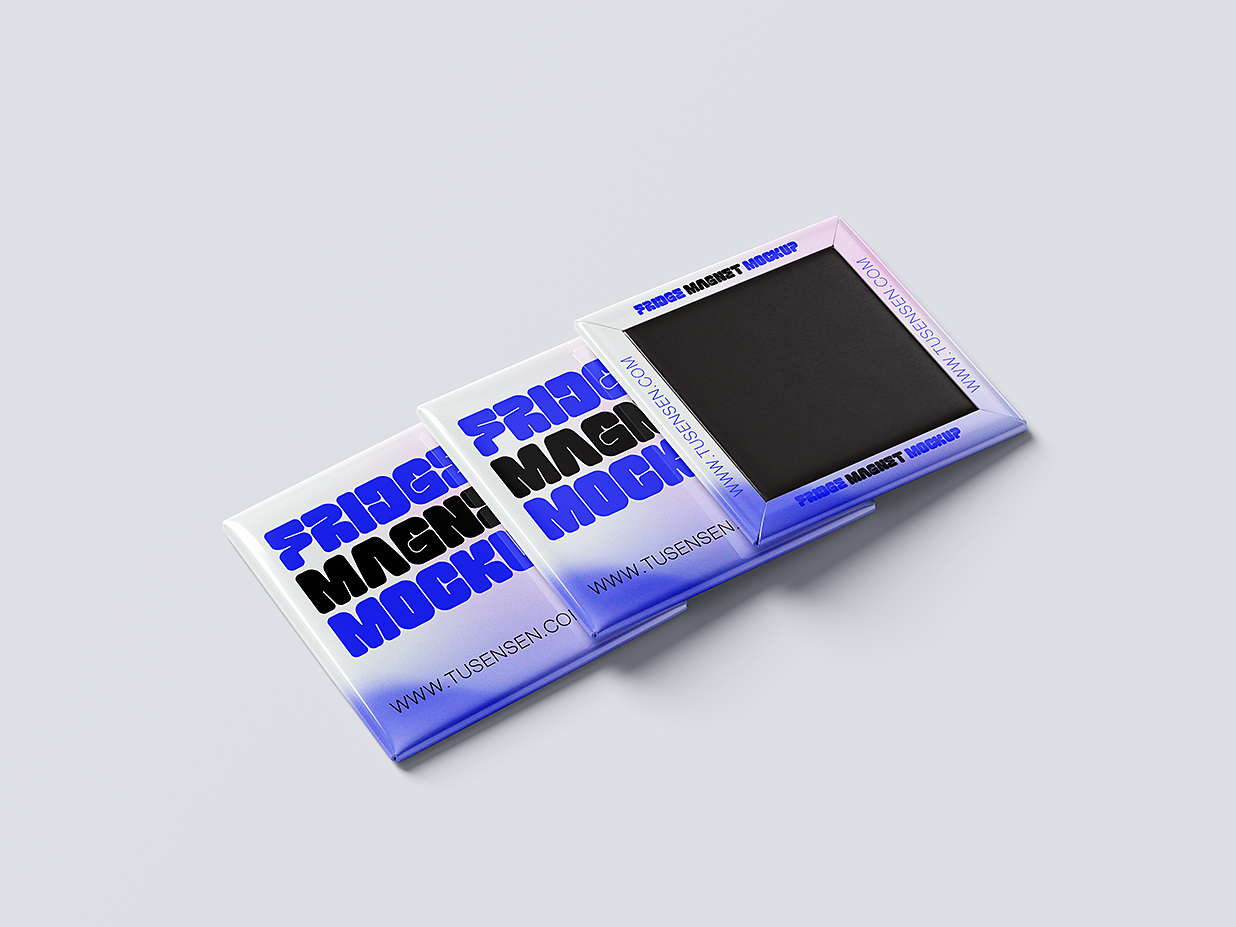 方形磁吸冰箱贴样机mockup6组插图3