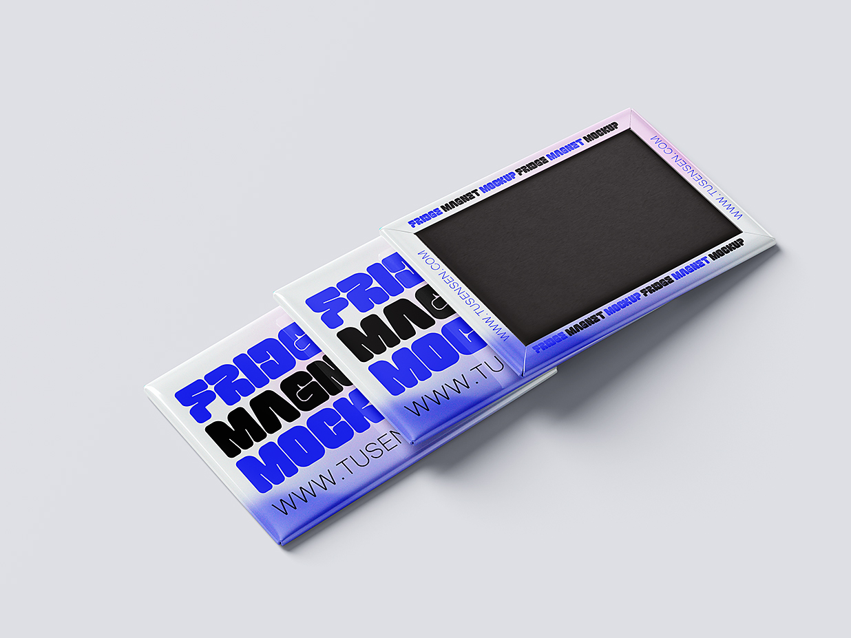 矩形磁吸冰箱贴样机mockup6组插图3
